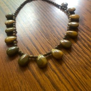 Beautiful tan stone  statement necklace